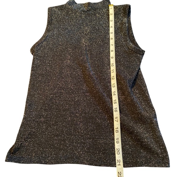 LC Couture Women's Size M/L Black Sparkle Mock Neck Sleeveless Top - Picture 8 of 10
